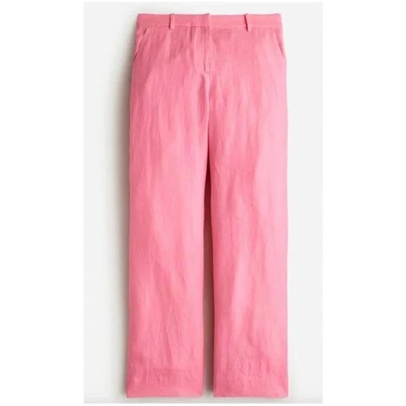 J. Crew Pants - NWT J. Crew Ingrid Pants Linen Cropped Wide Leg | Pink Azalea‎ | SZ 10